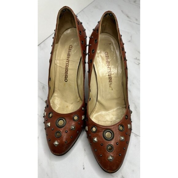 Clements Ribeiro Studded Grommet Heels Size 39 EU 9 US - Picture 2 of 16